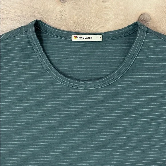 ✨NWOT✨ Marine Layer Teal Striped Short Sleeve Tee - Picture 2 of 5